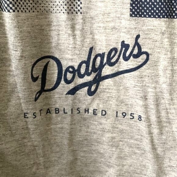 MLB Dodgers Gray T-Shirt LA Logo Established 1958 Mens G - Picture 4 of 10